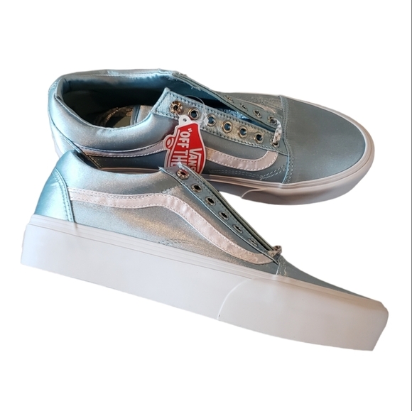 Vans Old Skool Platform Sparkle Check Sneakers Light Blue - Picture 4 of 7